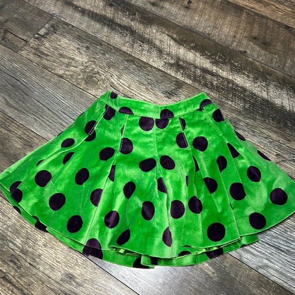 2/$10 Baby Gap green velour polka dot skirt 3 years - Picture 2 of 5